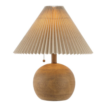 Aksel 17.25" Coastal Scandinavian Resin/Iron Sphere LED Table Lamp with Pleated Shade and Pull Chain - JONATHAN Y
